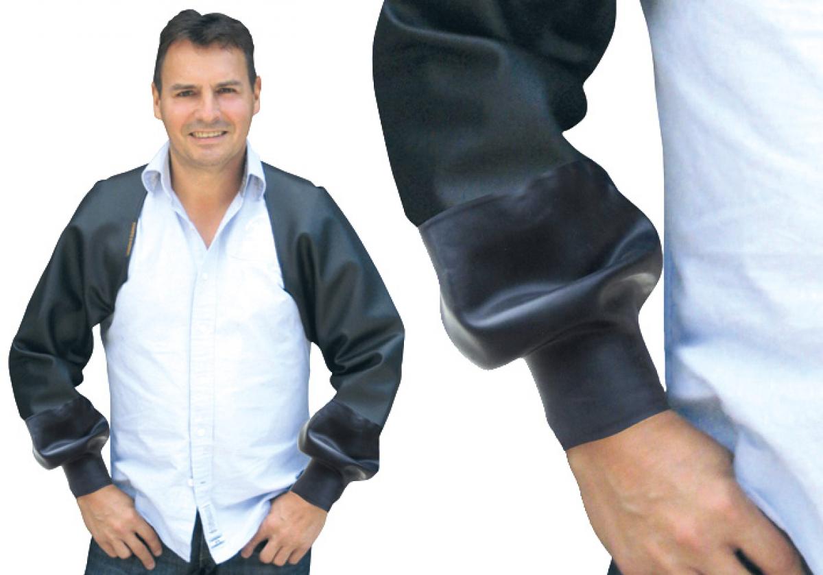 Armschoner wasserfest mit Latexmanschette am Handgelenk